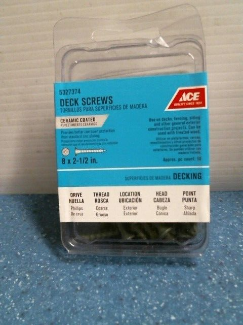 Ace 5327374 8x2.5in Ceramic Coated Deck Screws Phillips Head 50-Pack FS-image