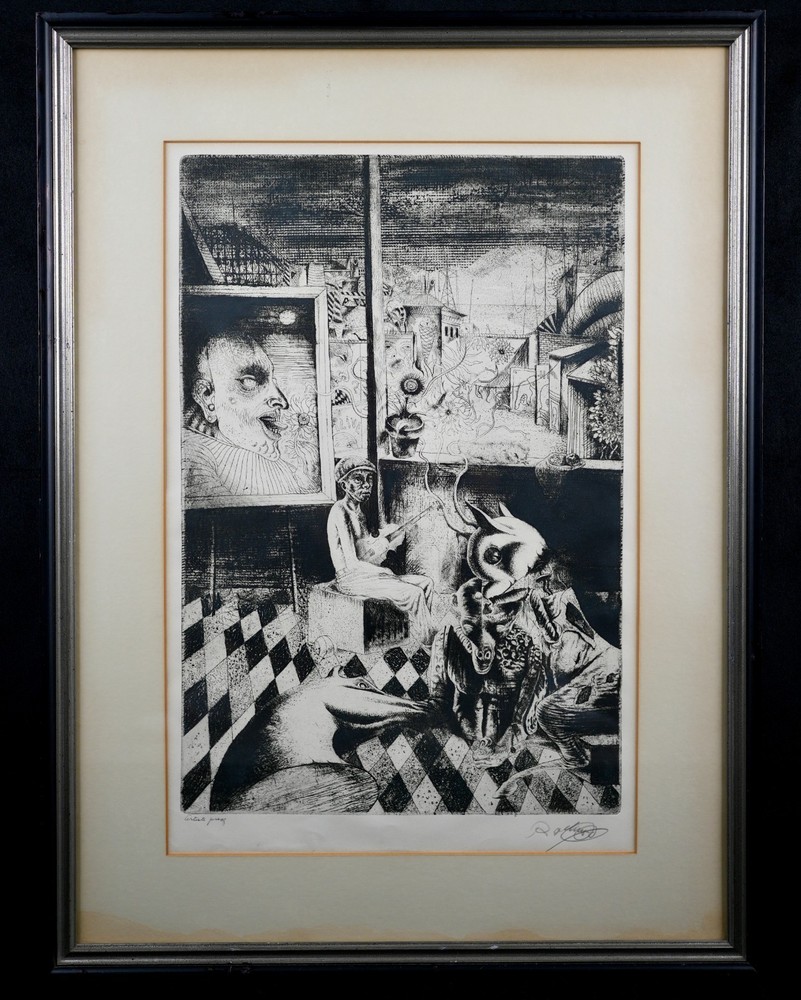 Vintage Noel Rockmore Signed Expressionist Etching 