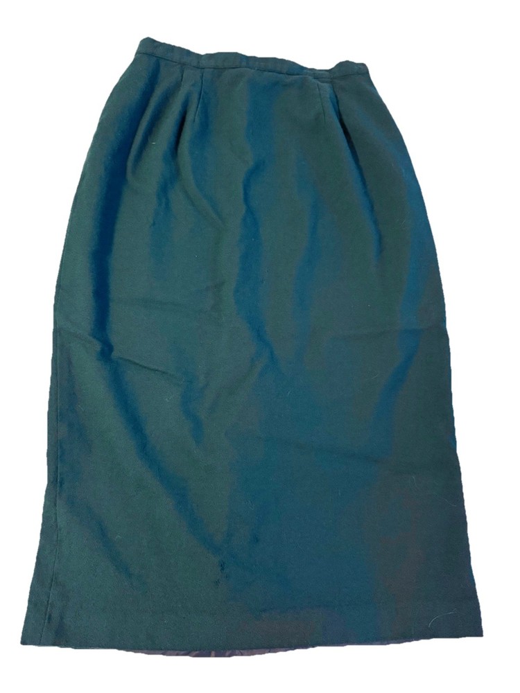 Valerie Stevens Vintage Green Wool Midi Pencil Skirt Lined Dark Academia, 16