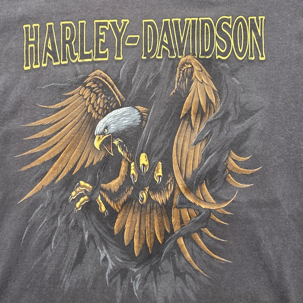 Harley Davidson T-Shirt Men’s Large Black Eagle Graphic 2017 Custer SD Bravado