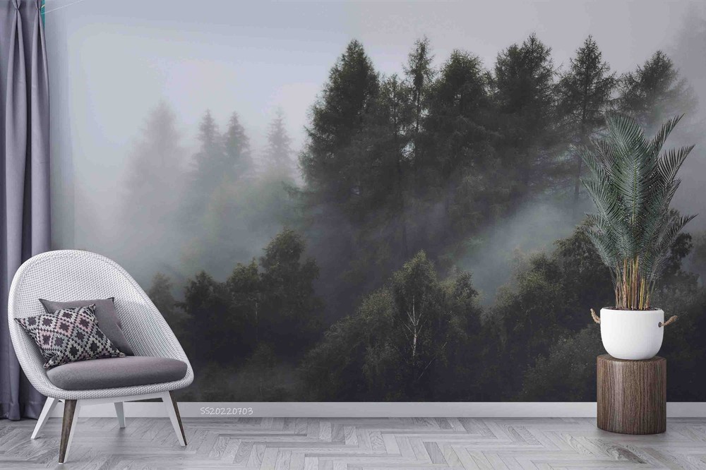 3D Forest Mist Landscape Wall Murals Wallpaper Murals Wall Sticker