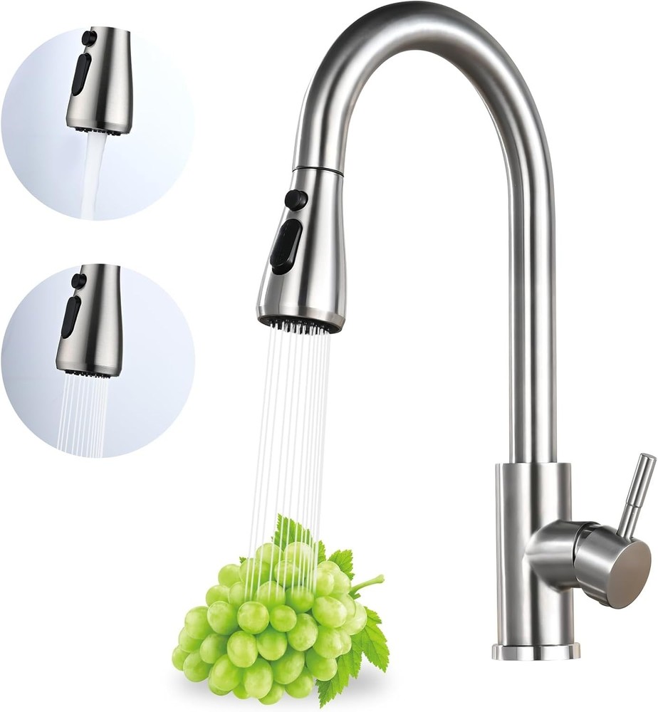 Grifo para fregadero de cocina de acero inoxidable 304 con rociador desplegable