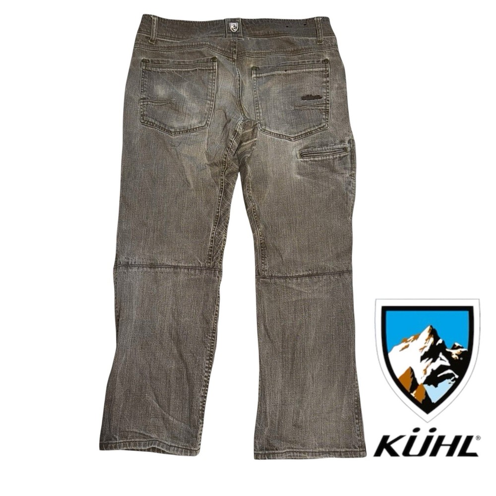 Kuhl Men's RIOT Vintage Patina Cargo Work Pant 34x27 Tan Double Knee Utility