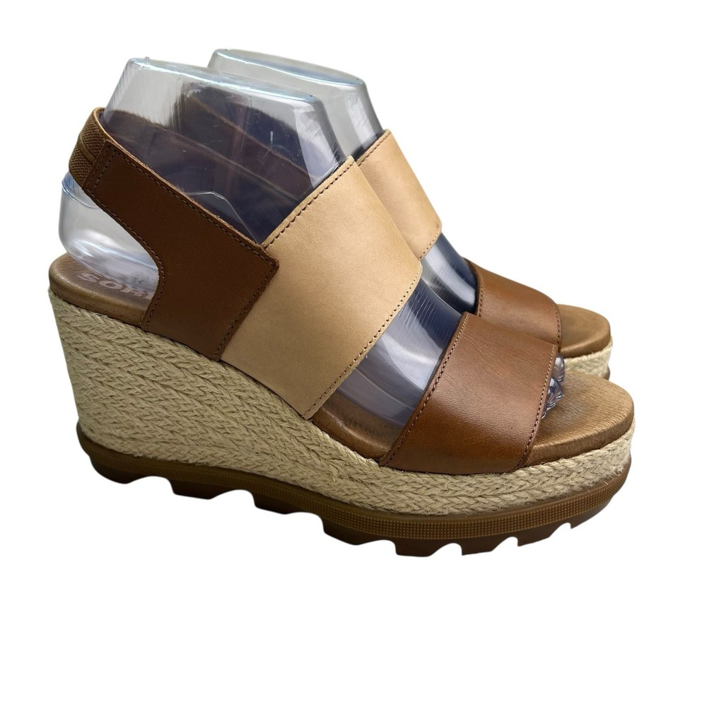 Sorel Joanie II Camel Espadrille Wedge Sandals Size 8 Slingback