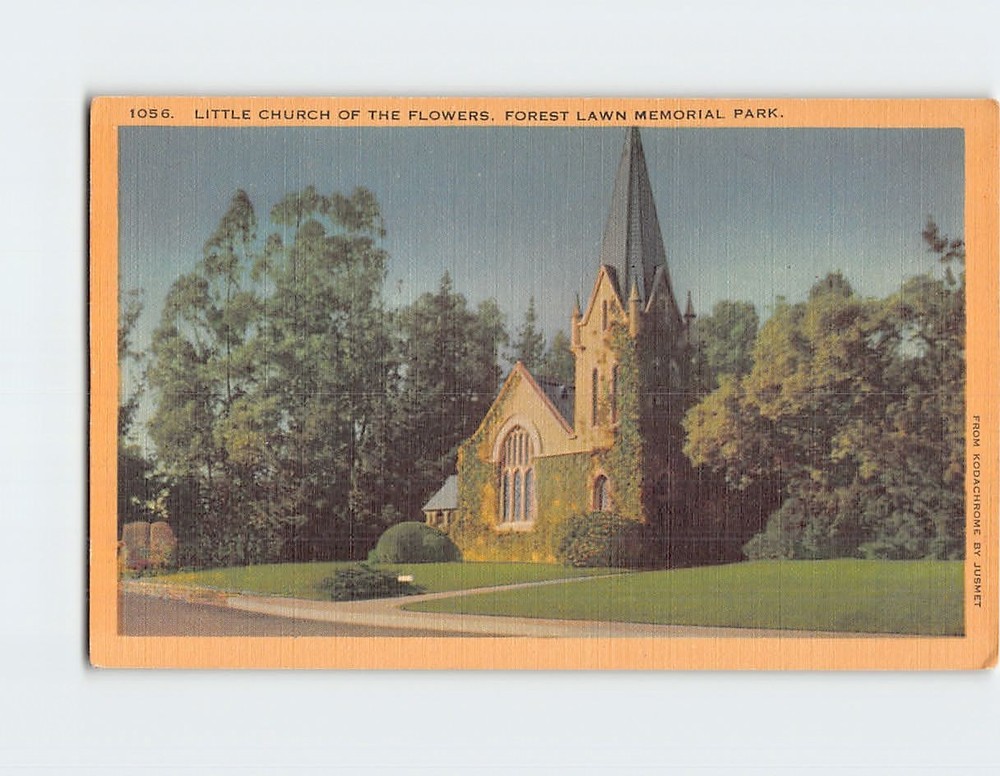 Postcard Little Church of the Flowers Forest Lawn Memorial Park California USA
