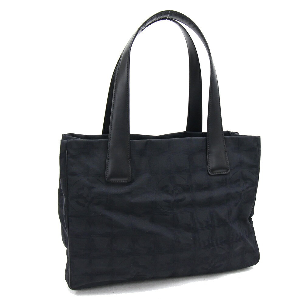 Chanel Travel Line PM Black Nylon Tote Bag with Leather Trim Pre-Owned Womens