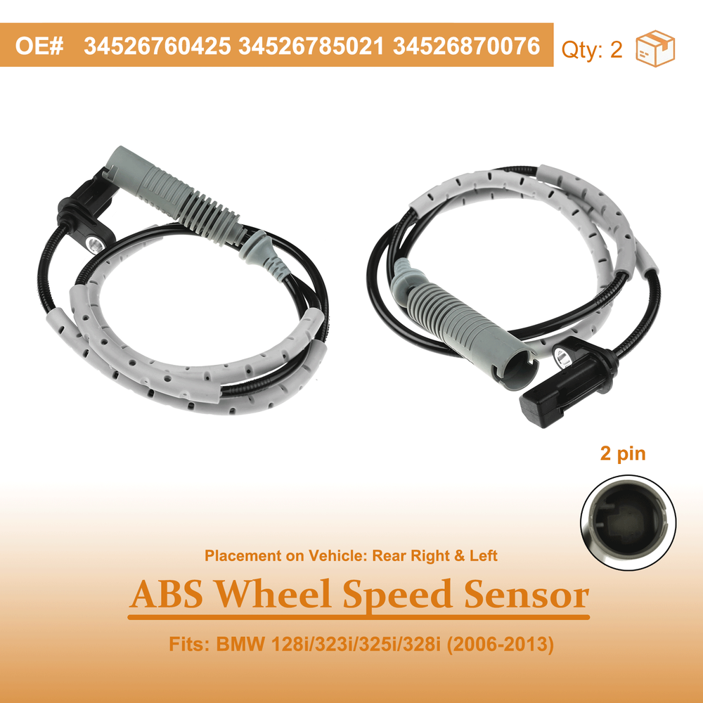 Fit 2006-2013 BMW 128i/328i Rear ABS Sensor Driver & Passenger Side 34526785021