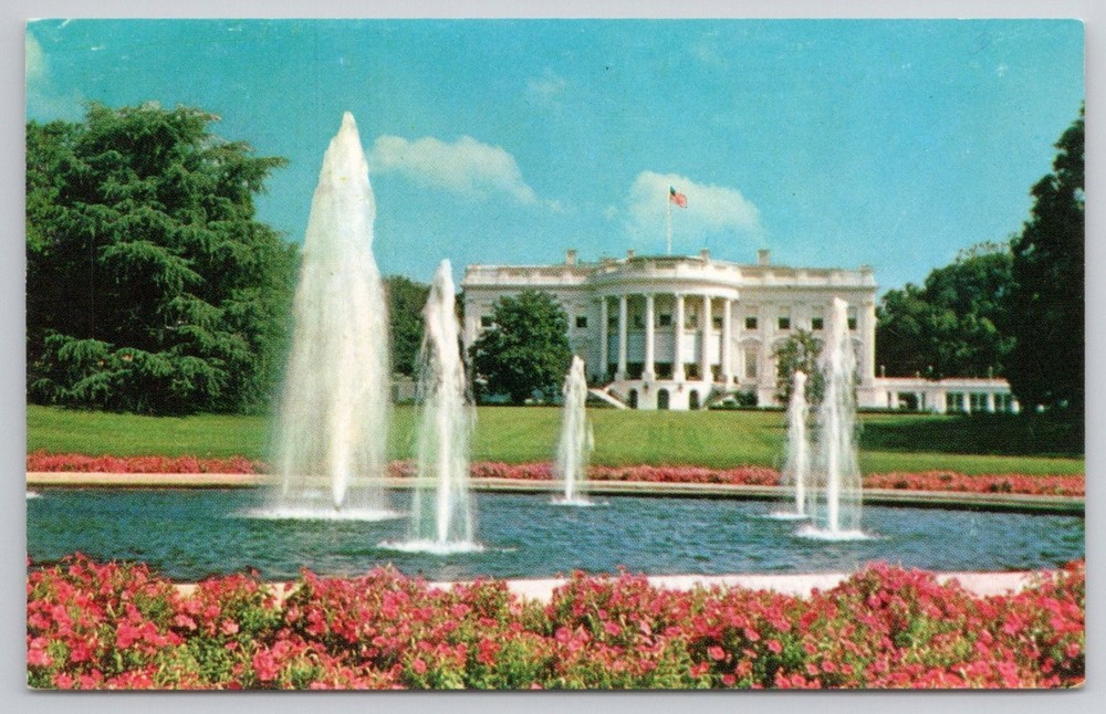 White House Washington D.C. Prince Lithograph Chrome Postcard Mid-Century