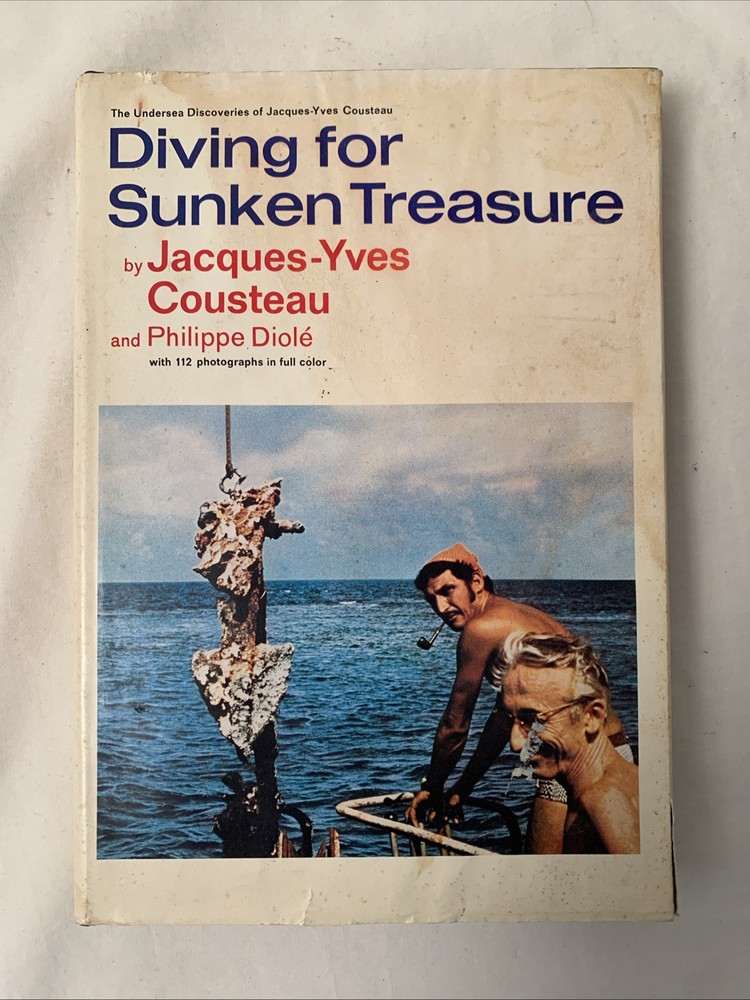 Diving for Sunken Treasure, by Jacques-Yves Cousteau, 1971 Hardcover Dust Jacket