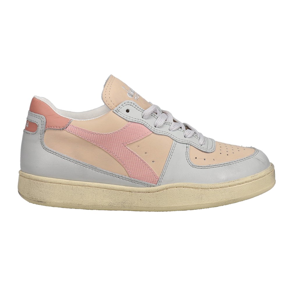 diadora Mi Basket Low Used Lace Up  Mens Grey, Orange Sneakers Casual Shoes 1790