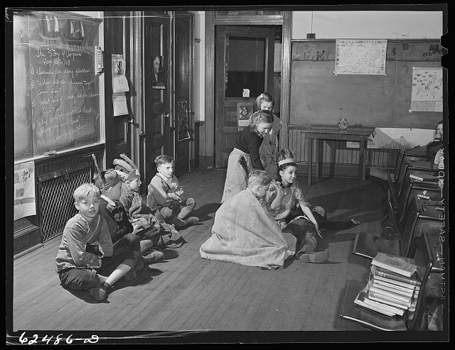 Photo:Children Classroom Story Time 1930s School Interior Lesson