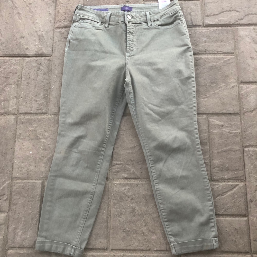 NYDJ Jeans Women's Alina Convertible Ankle Stretch Mid Rise Lift Tuck Pants 10