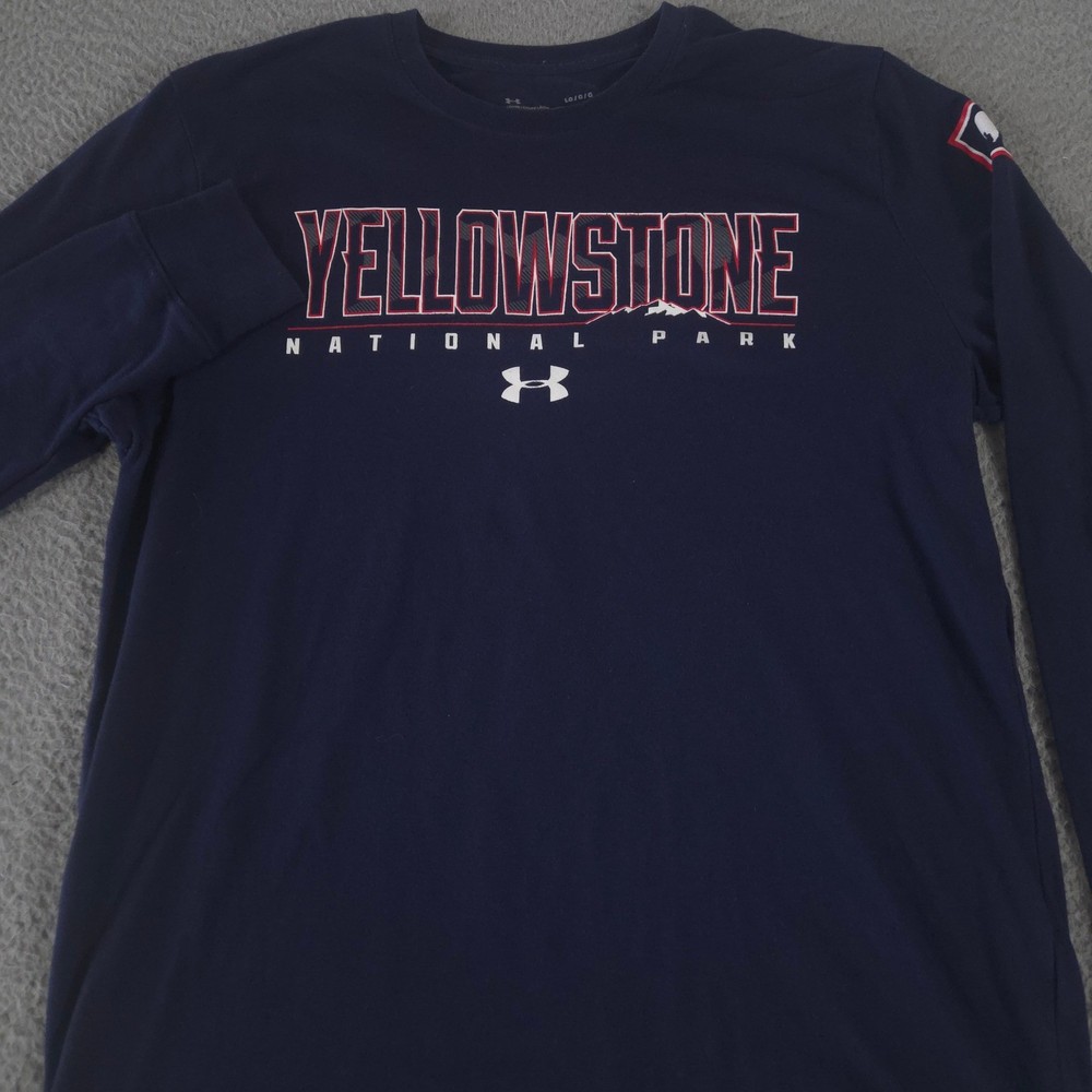 Under Armour Shirt Mens Large Blue Yellowstone National Park Performance Cotton