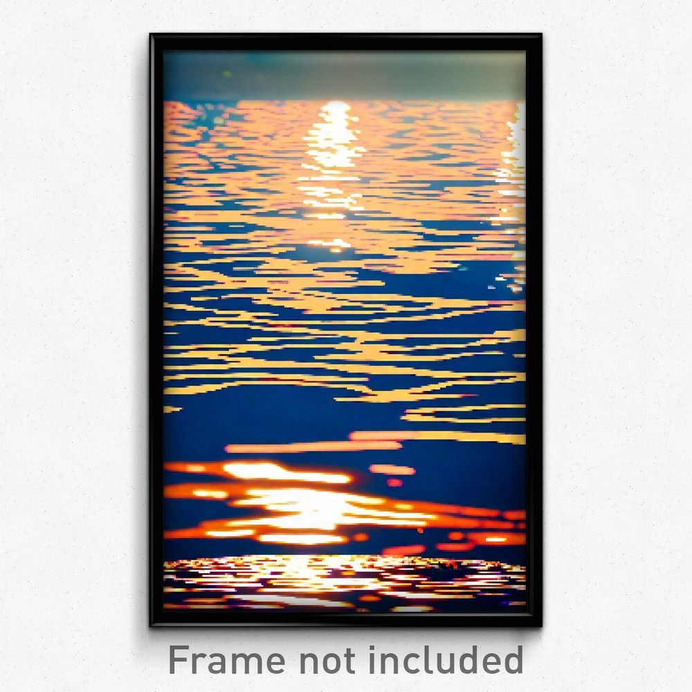 8 Bit Psychedelic Pixel Art Poster - Reflecting Shoals Trippy Video Game Print