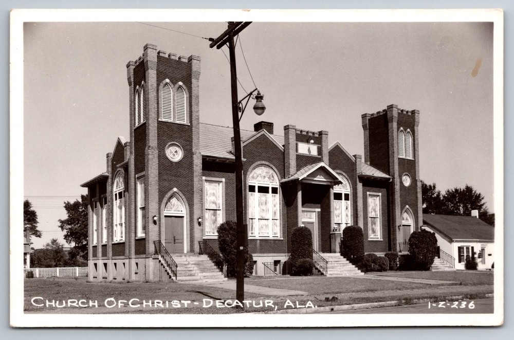 Postcard RPPC Church Of Christ Decatur Alabama AL Street View