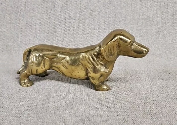 Vintage Brass Dachshund Figurne