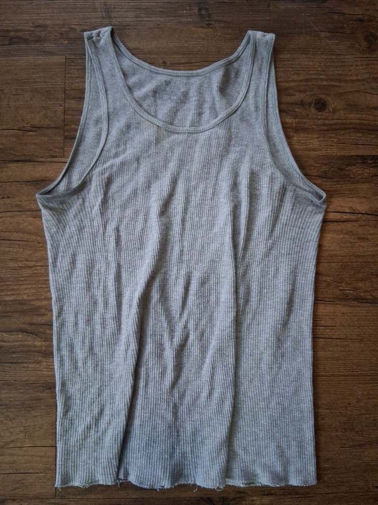 Vintage Fruit Of The Loom Mens Small  Gray  Tank Top Made In USA Cotton