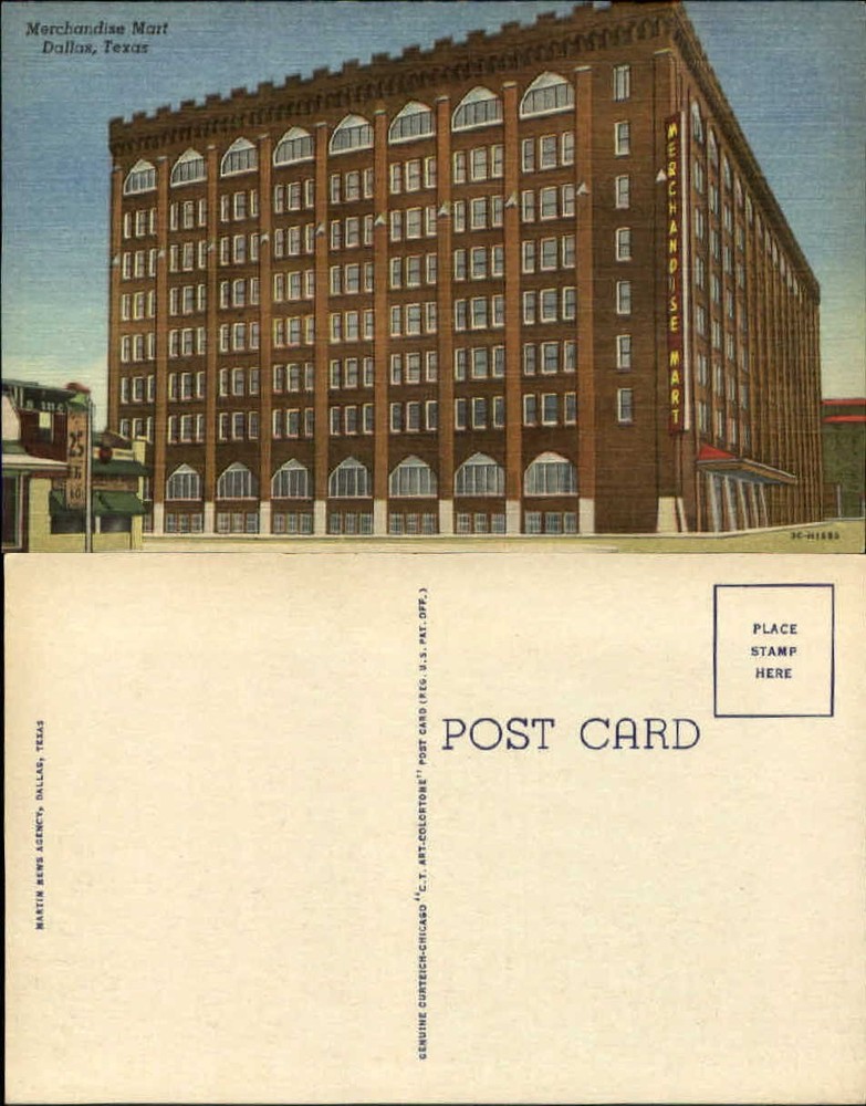Merchandise Mart Dallas Texas vintage 1940s linen postcard unused