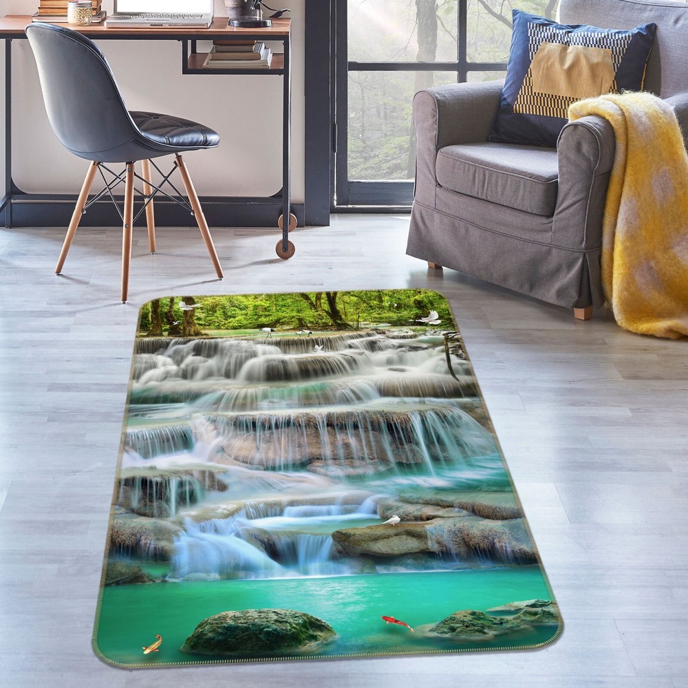 3D Waterfall River ZHUC2348 Game Non Slip Carpet Mat Photo Carpet Amy