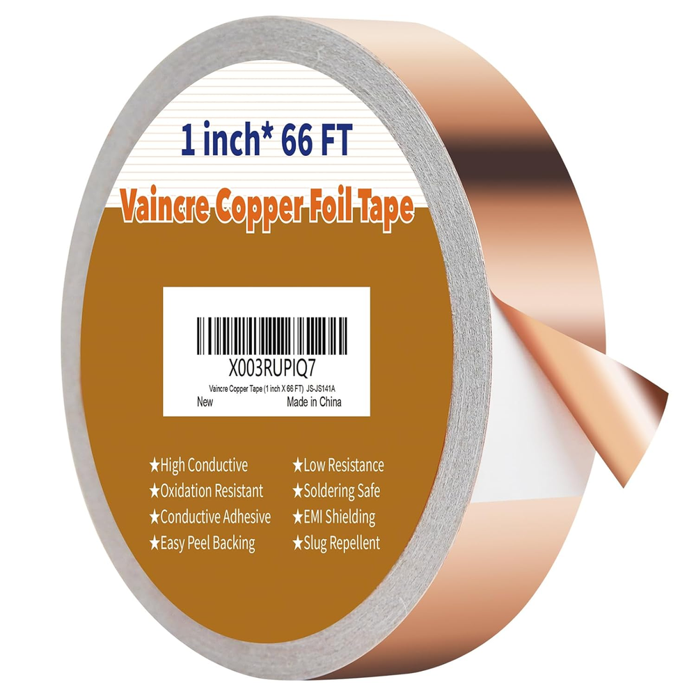 Copper Tape (1Inch X 66 FT), Copper Foil Tape with Conductive Adhesive for Stain