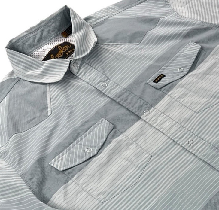 Howler Brothers Mens H Bar B Tech Long Sleeve Snap Shirt Size Large Gray Green
