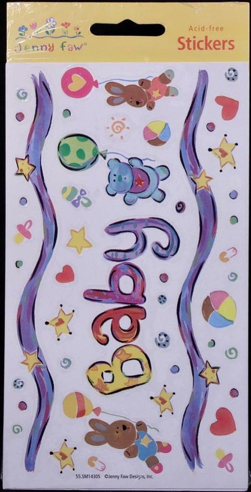 Vintage Jenny Faw Designs; Sunrise Acid Free Baby Themed Sticker Package. USA