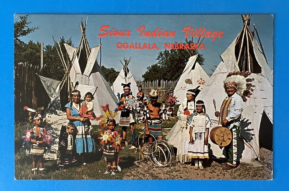 OGALLALA Nebraska SIOUX INDIAN VILLAGE Vintage Postcard
