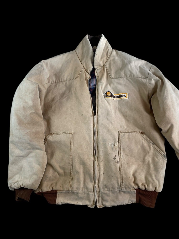 VINTAGE Pella Products  XL CANVAS Work Chore Jacket   USA Made BURRUS
