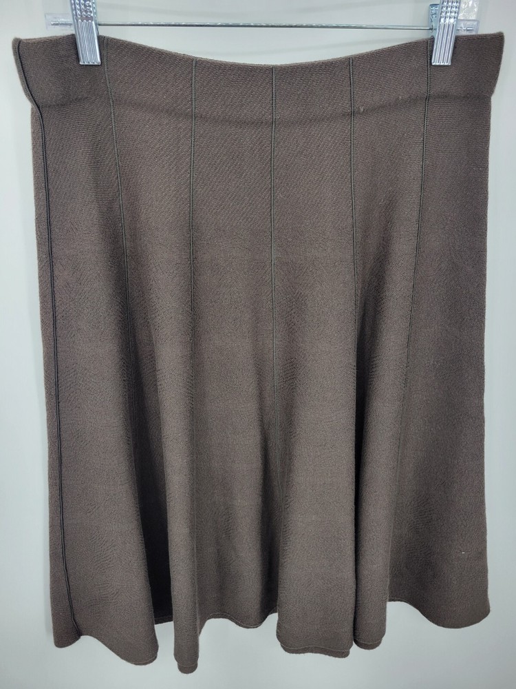Nic Zoe Womens Medium Brown Knit Flared Boho Skirt Neutral Academia Style