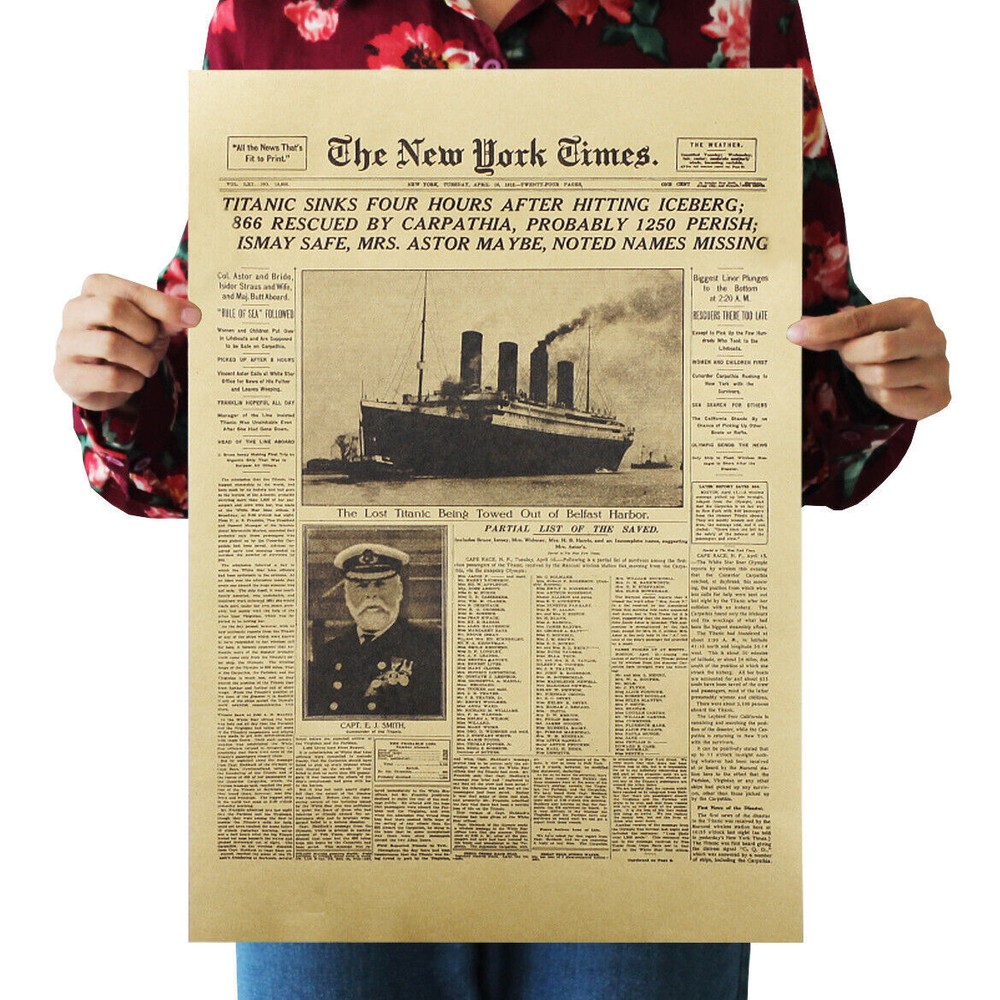 discount unframed art Titanic Sinks Newspaper Poster