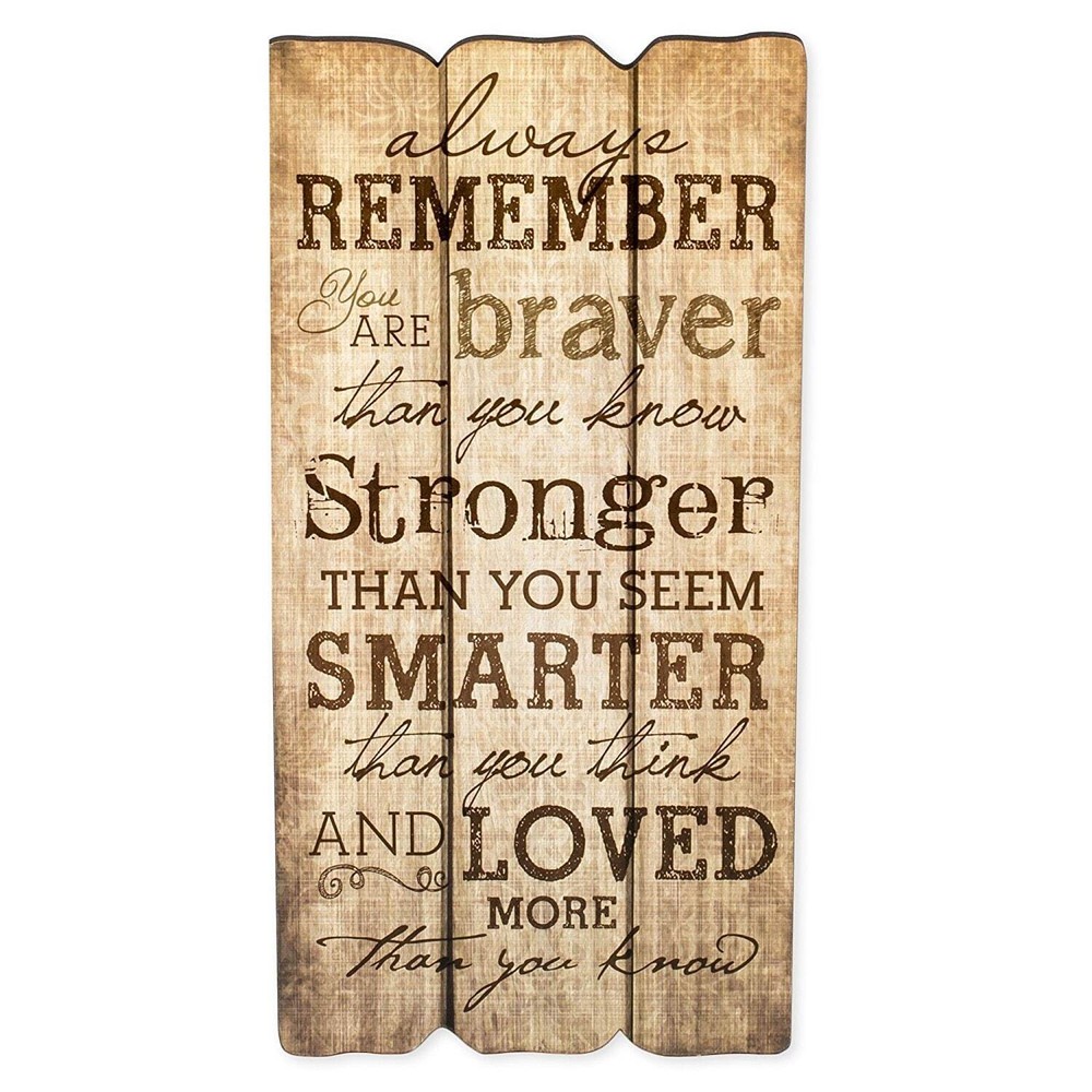 Always Remember You Are Stronger Braver Smarter 12 x 6 Wall White Medium