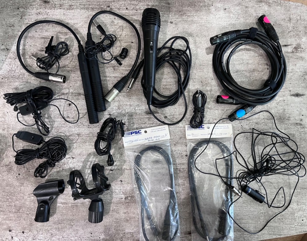 Lot of Used Lavalier Condenser Microphones + Cables