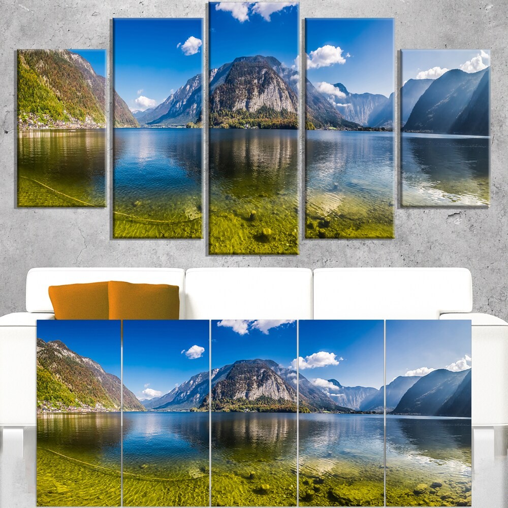 Alps Mountain Lake Landscape Wall Art 48in Wide Multi-Color Crystal Clear