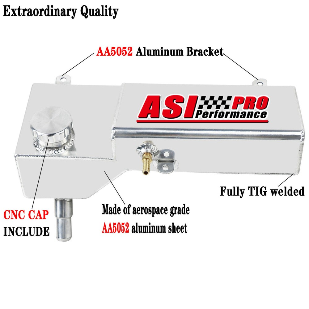 Overflow Aluminum Coolant Tank For 1996-04 Ford Mustang Cobra GT SVL Mach Silver