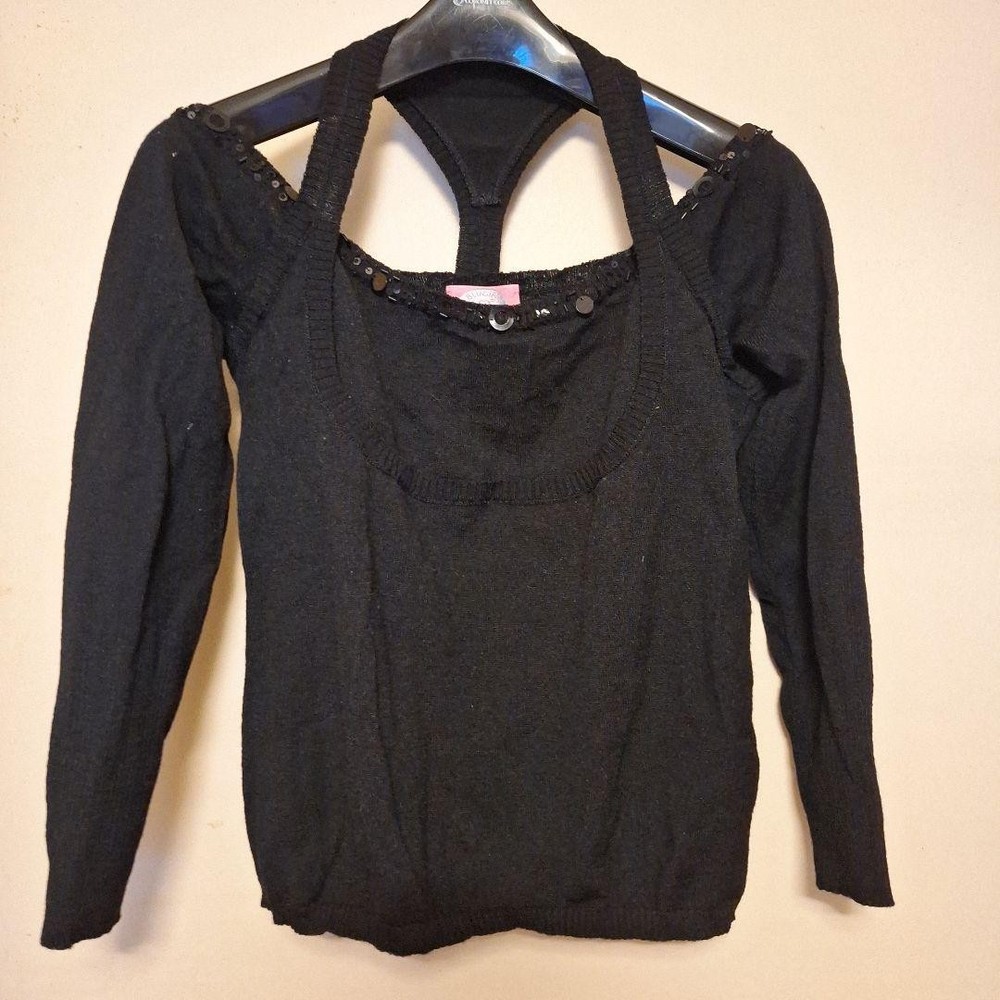 Vintage Blugirl Blumarine Black Knit Sweater Women Size42 Designer Top Y2K