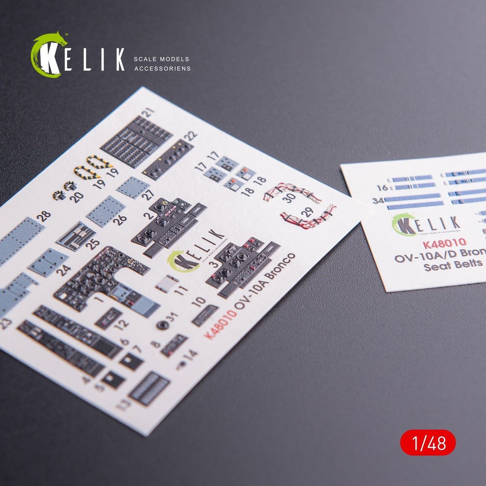 KeliK OV-10A Bronco Cockpit 3D Interior Decals for ICM Kit 1/48 K48010