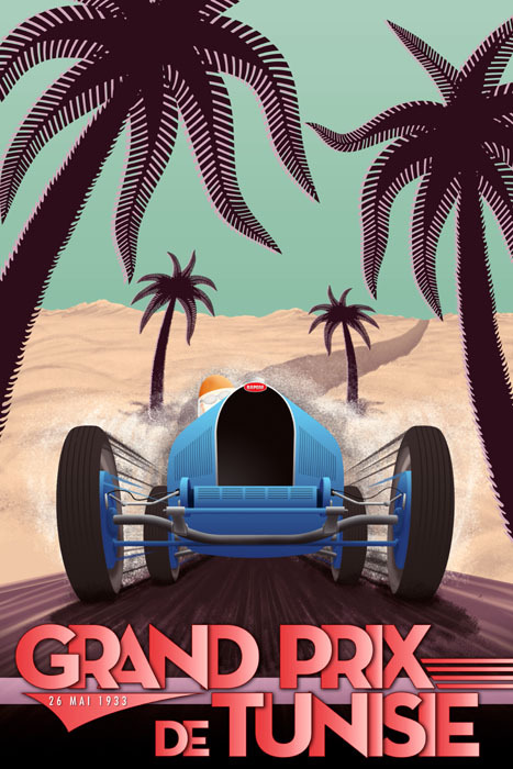 Grand Prix Car Automobile Race Tunisia 1933 Sport Vintage Poster Repro FREE S/H