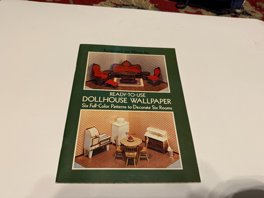 DOLLHOUSE WALLPAPER 6 full color pattern 1977 softcover book complete Katzenbach