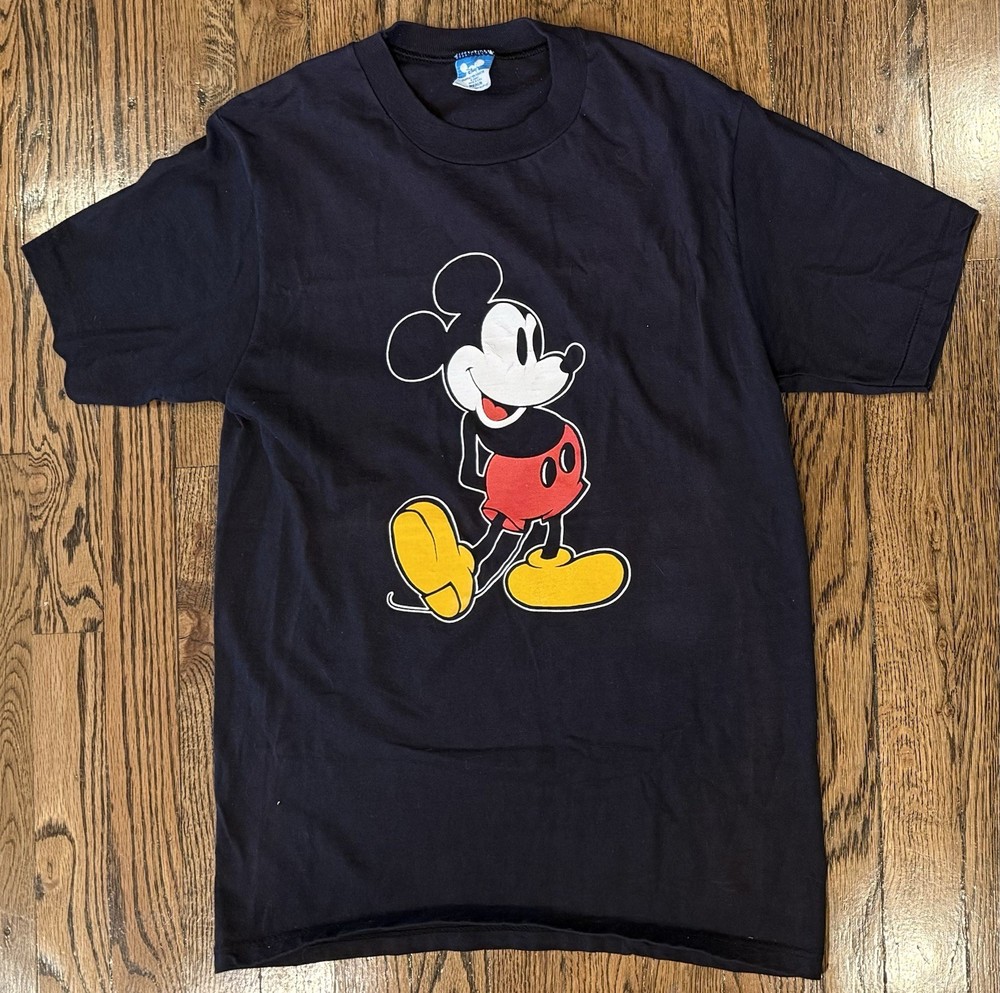 VTG 80s Disney Mickey Mouse Single Stitch T-Shirt Black USA Unisex M (Fits S)