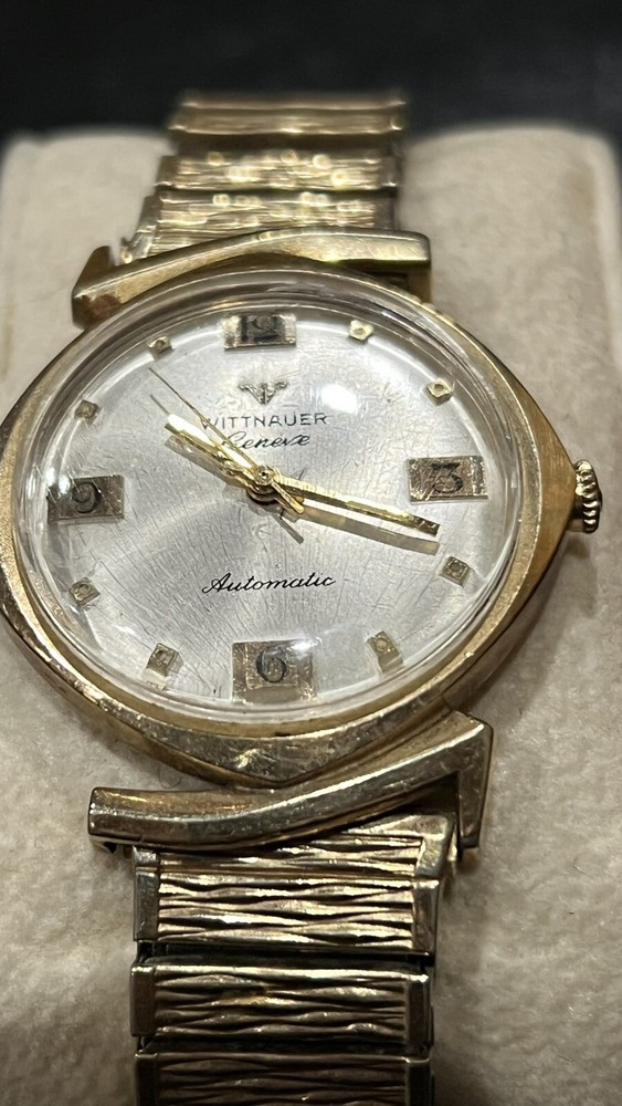 Vintage Wittnauer by Longines gold-plated automatic champagne dial unique case