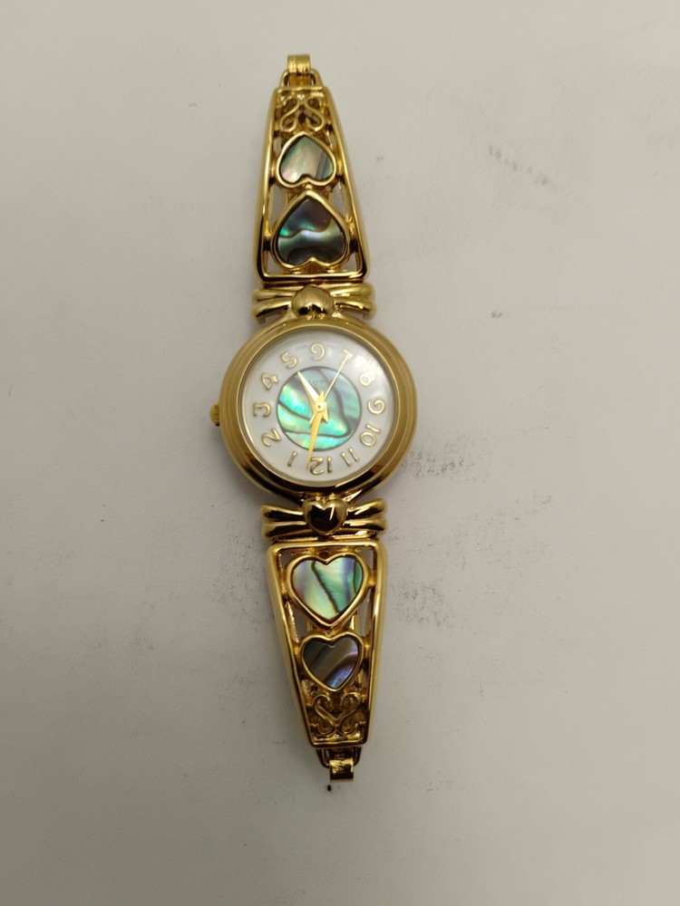 VINTAGE JAPAN LADIES' ABALONE GOLD TONE QUARTZ WATCH Not Tested. Need Batteries
