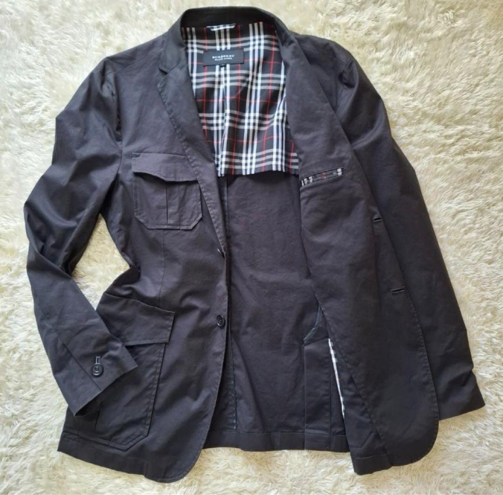 Burberry Black Label Safari Jacket Black Cotton Blend Men's Size M From Japan