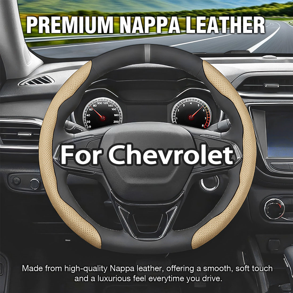 For Chevrolet Premium Car 2PCS Segmented Steering Wheel Cover Nappa Leather