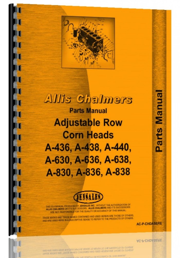 Allis Chalmers C Series Corn Head Parts Manual SN 0101-3000 Repair Guide