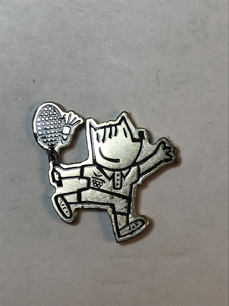 Olympic Mascot Playing Tennis Enamel Pin  