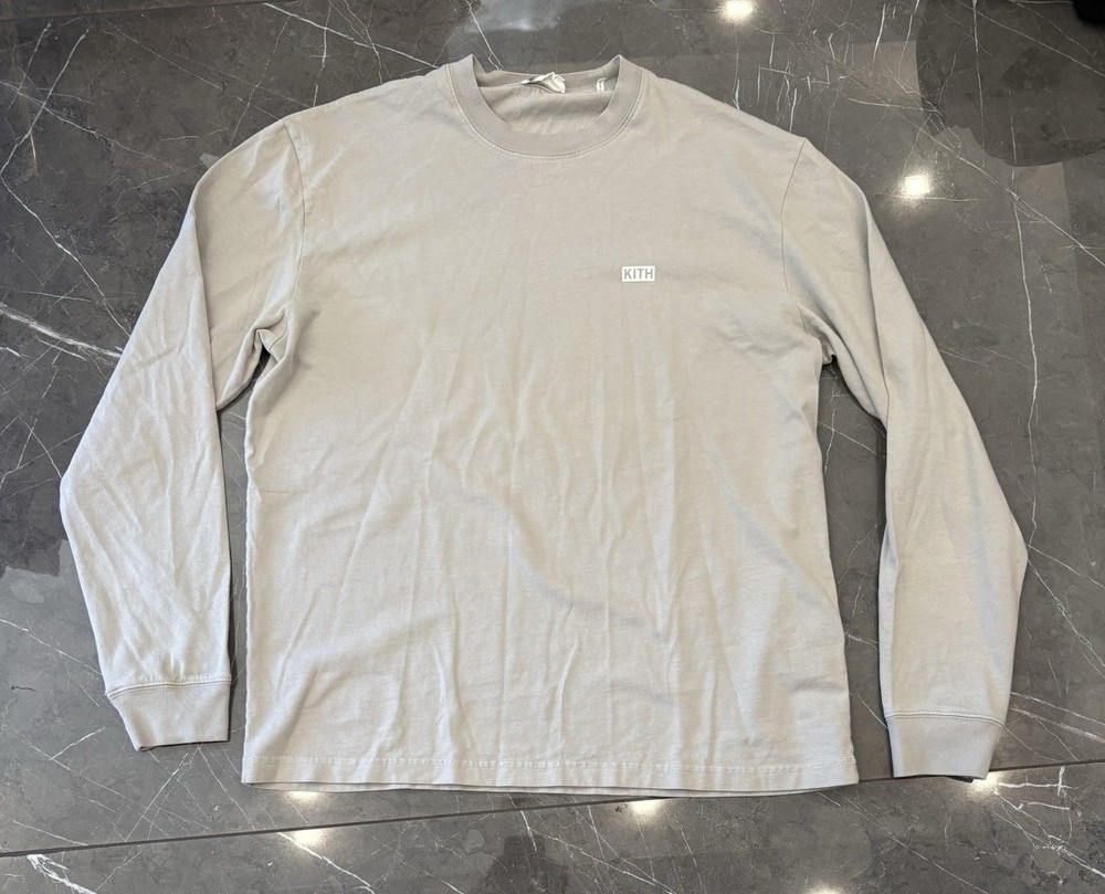 Kith Long Sleeve Box Logo Grey Medium T Shirt Men's
