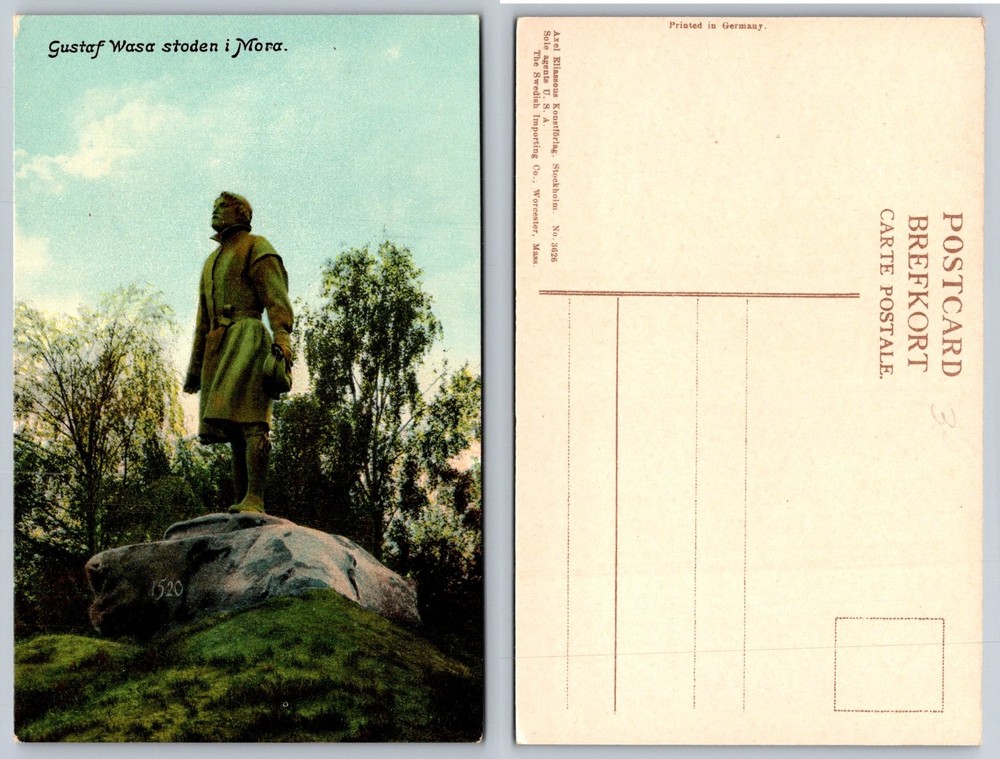 Gustaf Vasa Statue Mora Sweden Postcard Axel Eliasson Konstförlag 1520 History