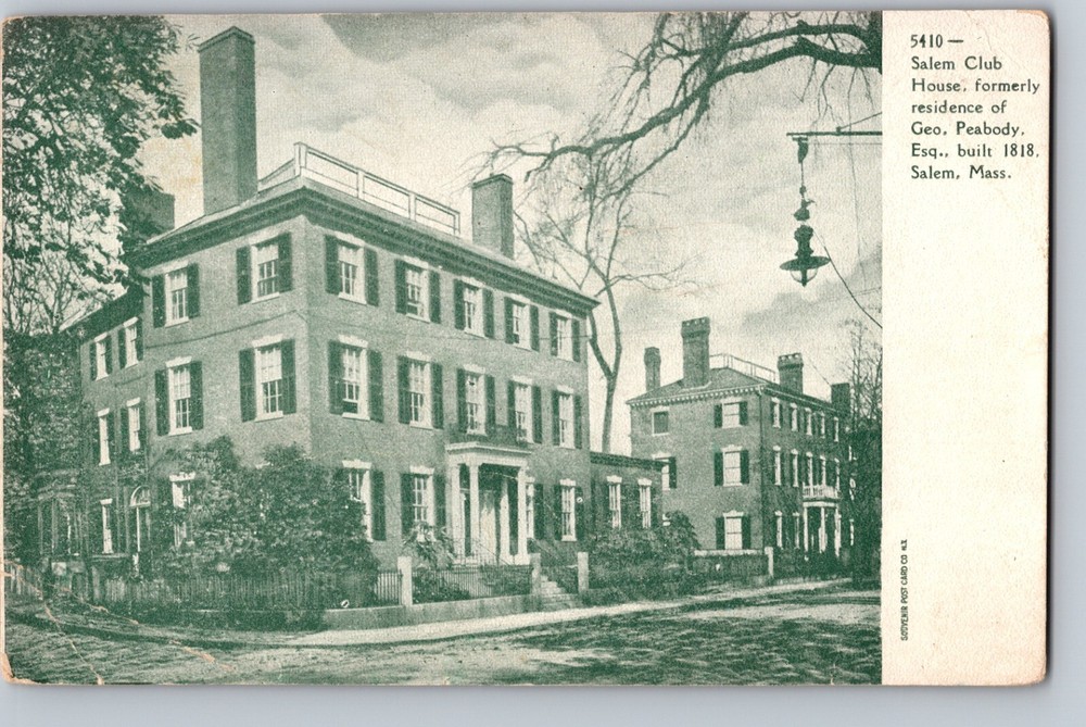 C1905 Salem Club House George Peabody Esq Built 1818 Salem MA Postcard