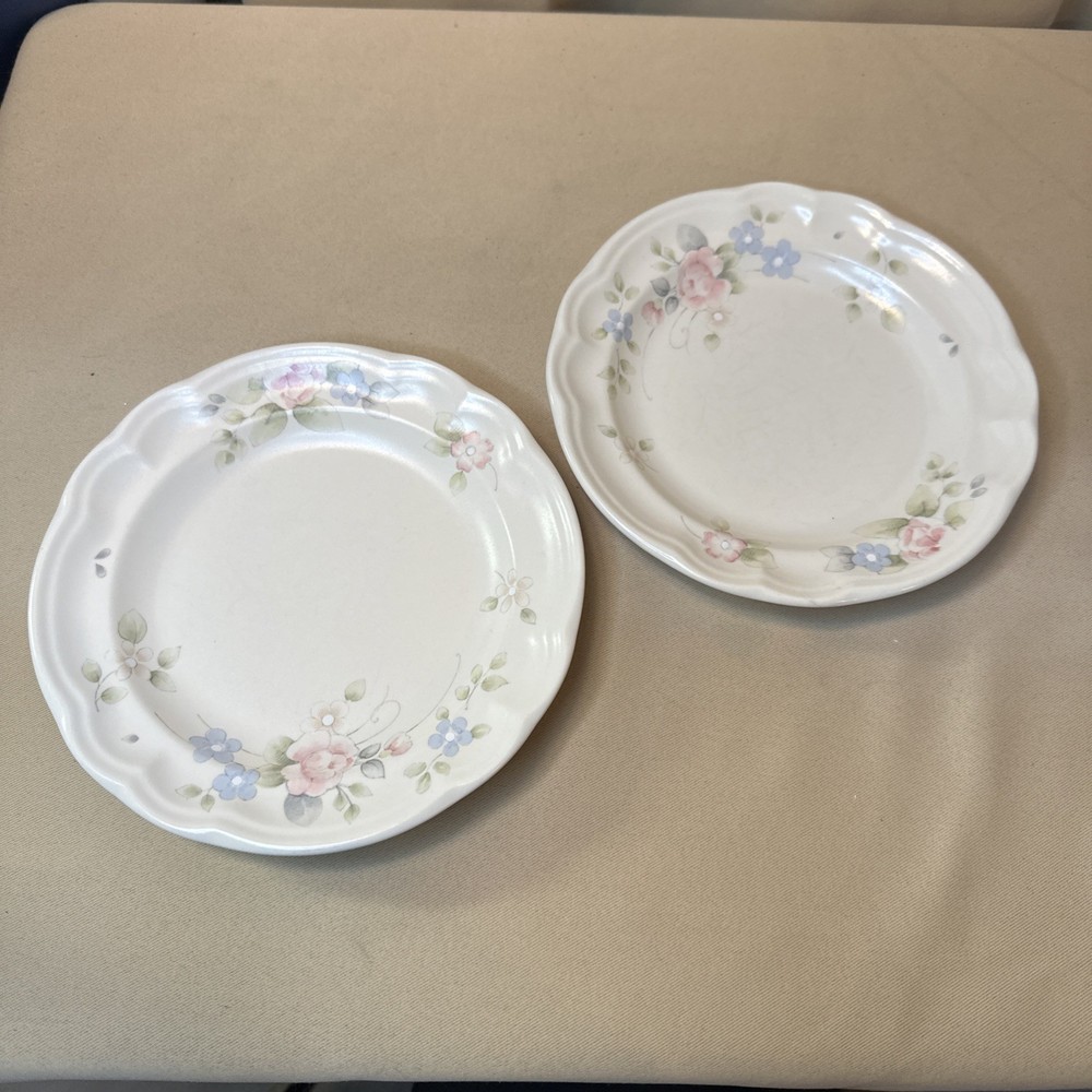 SET OF 2 Pfaltzgraff TEA ROSE 7.25” Salad Dessert Bread Cake Plates USA