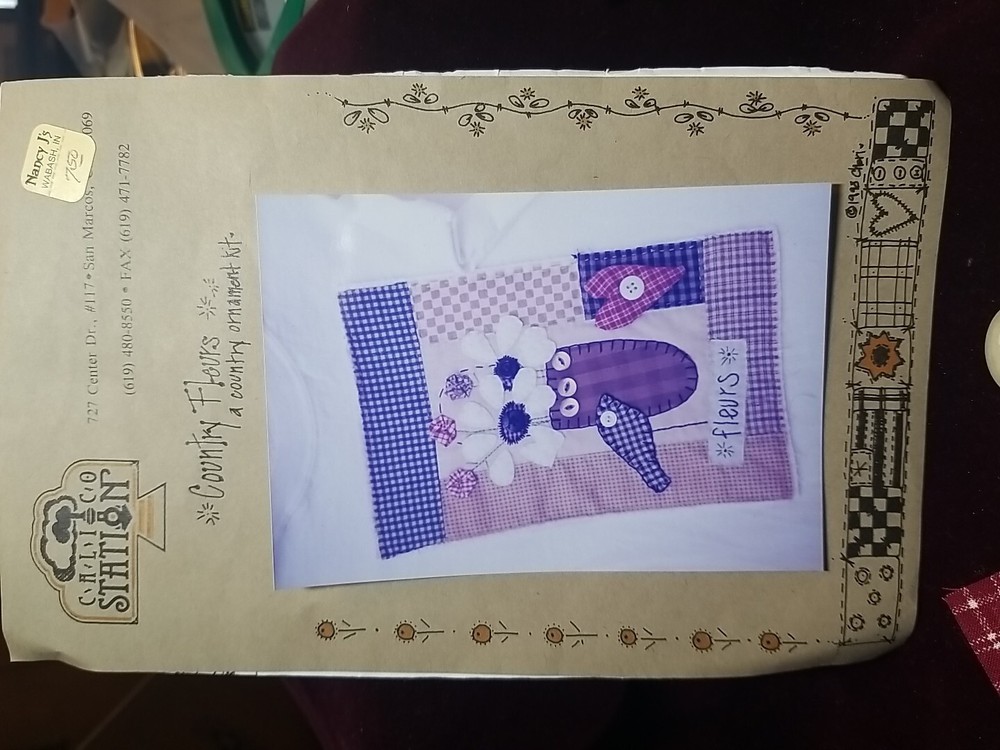 1998 Calico Station Country Fleurs Uncut Country Ornament Craft Kit
